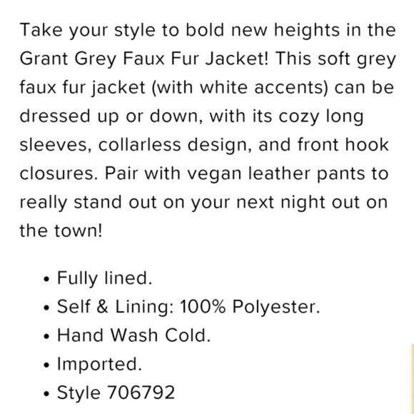 Lulus Womens Grant Grey Faux Fur Colarless Jacket medium - Picture 14 of 14